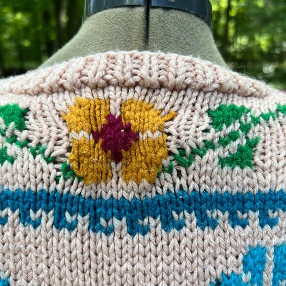 Vintage 90s Hand-Knit Southwestern Sweater – Chunky Cozy Knit - Picture 4 of 7